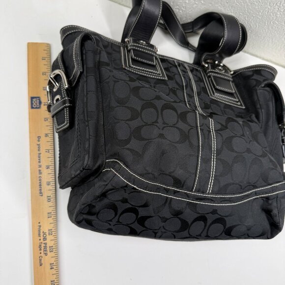 Vintage Y2K Coach Legacy Black Signature C Canvas Tote Leather Trim Handbag - Picture 9 of 11
